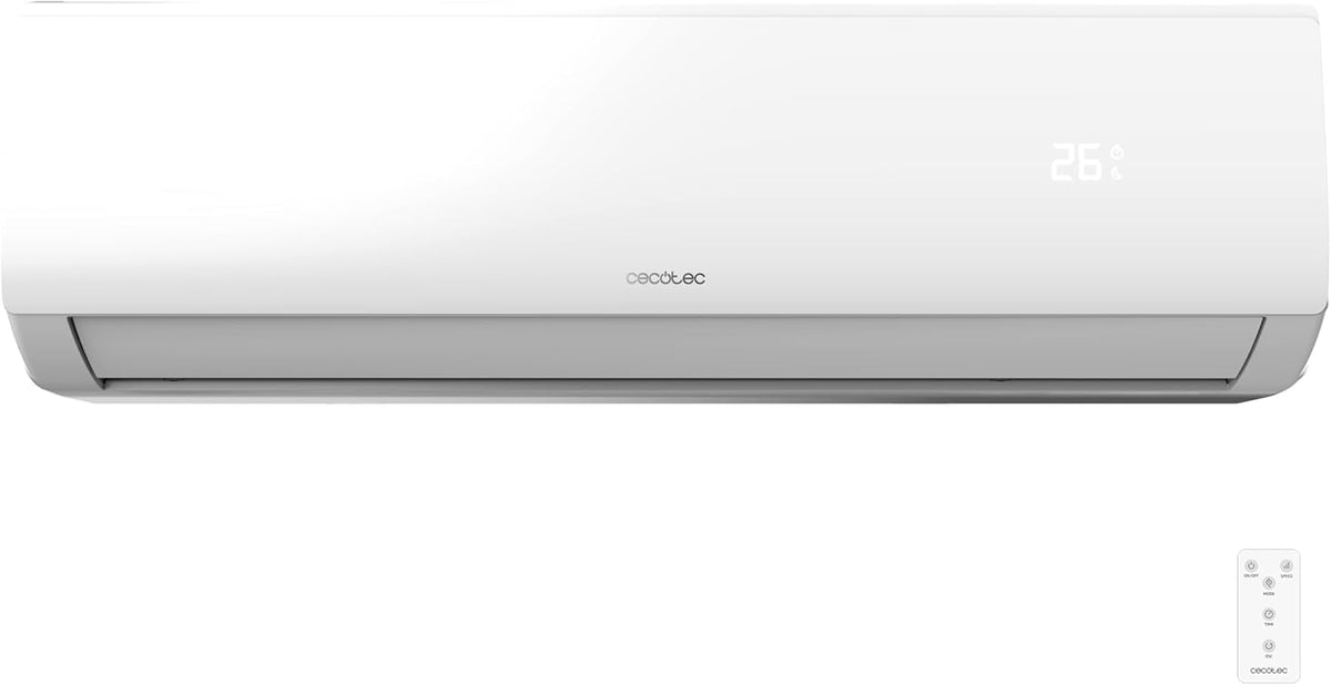 Cecotec Air Conditioning Split Airclima 9000 SmartFresh. 9000 BTU, Moteur DC, Pompe à Chaleur, Télécommande, écran LED, Système D'onduleur, 5 Modes, 8 Vitesses, Couverture De 16 M2