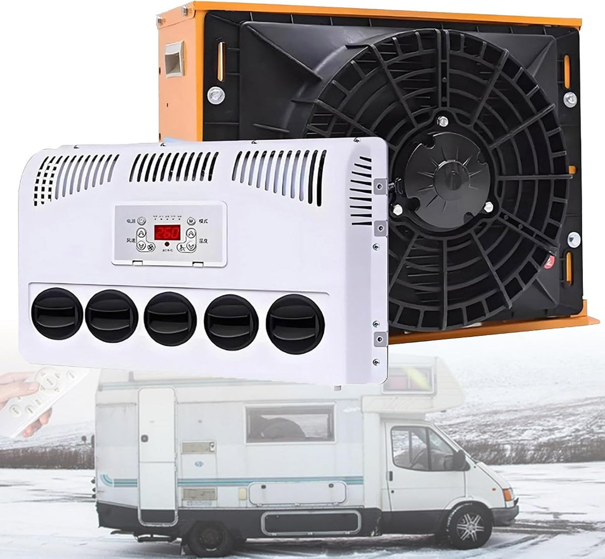 Kit De Climatiseur Pour Camping-car Avec Volume D'air élevé Et Fonctionnement Silencieux Pour Un Refroidissement Efficace Dans Les Camping-cars, Camions Et Véhicules De Construction