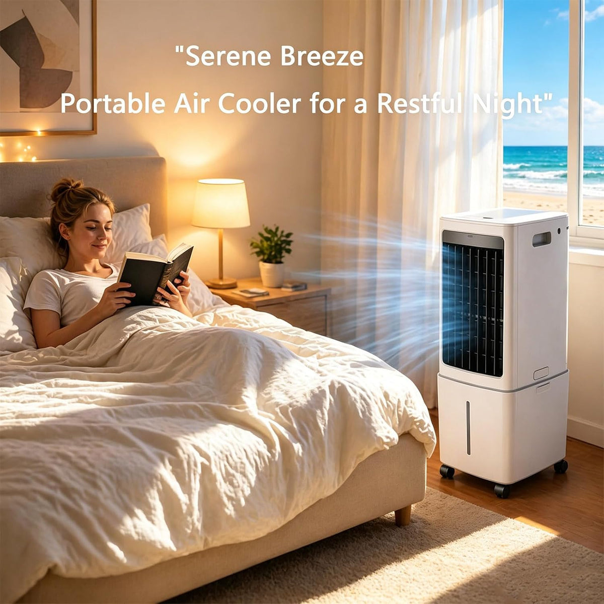 GENERIC Refroidisseur D'air évaporatif Portable, Réservoir Amovible De 12L Et Boîtes à Glace Pour Le Refroidissement Instantané.Smart 7.5H Timer Avec Télécommande.Le Filtre Anti-Pousse Assure Un Débit D'air P