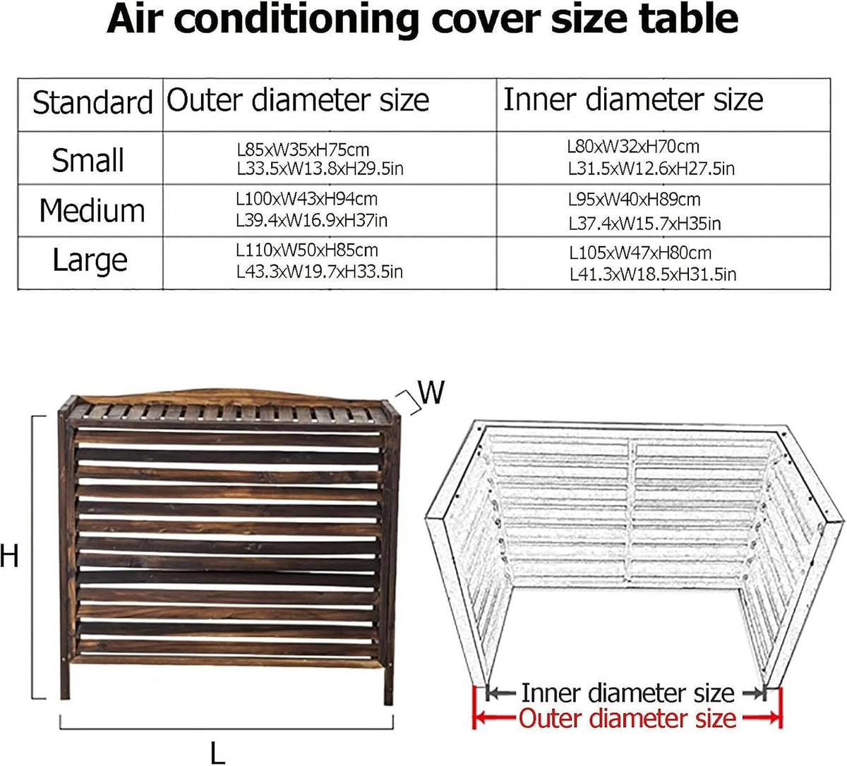 GENERIC Housse En Bois Pour Climatiseur Extérieur Et Support De Fleurs En Bois Massif Pour Unités De Climatisation, écran De Jardin Et Cache-radiateur, Solution élégante De Climatisation Extérieure