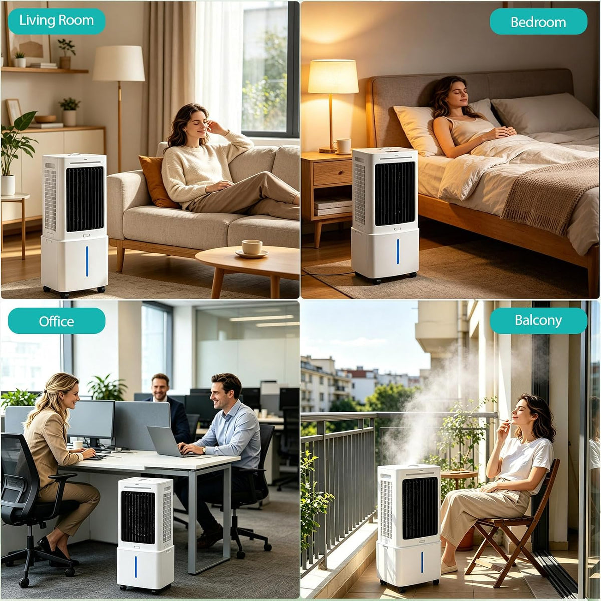 GENERIC Grand Réservoir 25L Pour Refroidisseur D'Air, Ventilateur Humidificateur Sans Évacuation Avec Oscillation 90°, 3 Vitesses, Minuterie 12H Et Débit 800 M³/h Pour Maison Et Bureau