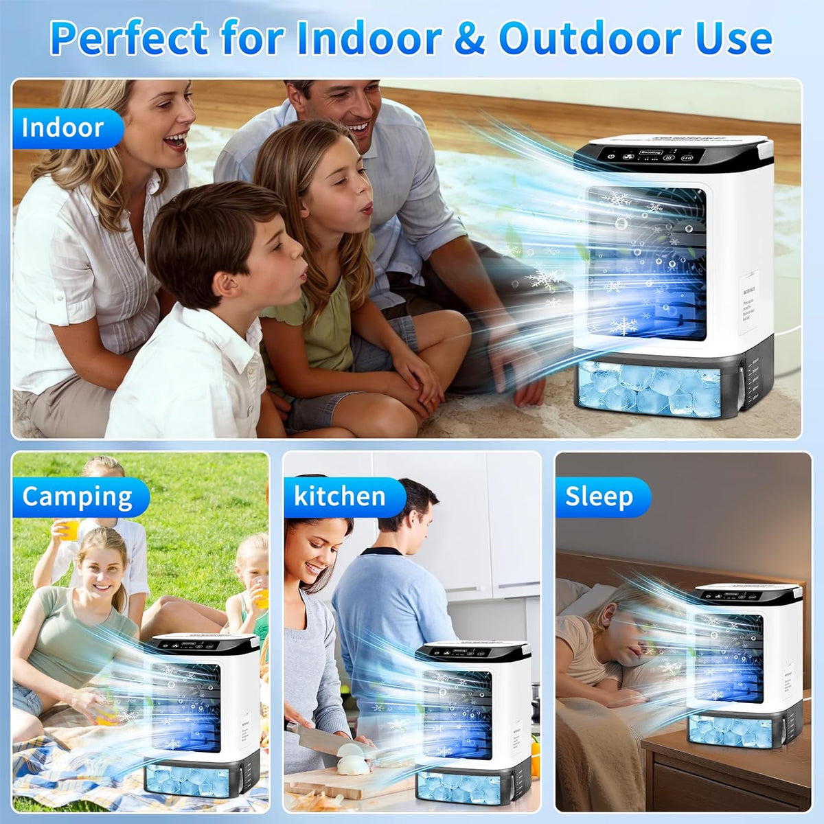 GENERIC Mini Climatiseur Portable, Refroidisseur D'air Personnel Avec Vitesses, Modes Brume, Réservoir D'eau, Boîte à Glace, Petit Climatiseur Rechargeable Pour Chambre, Bureau Et Voyage
