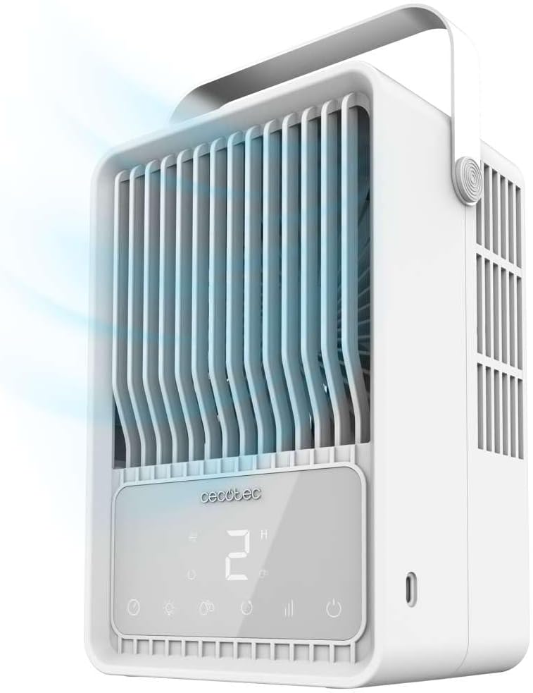  Cecotec Climatiseur Portatif EnergySilence 500 DeskChill Smart, Capacité De 500 Ml, Contrôle Tactile, 3 Vitesses, Minuterie Jusqu'à 8h Et AutoOff, Éclairage LED