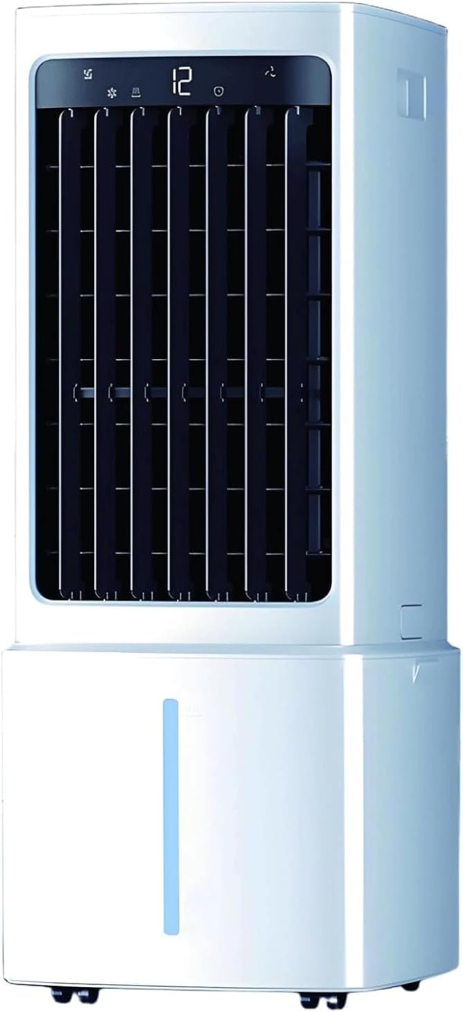 GENERIC Refroidisseur D'air évaporatif Portable Avec Réservoir D'eau 12L Et 2 Packs De Glace 60W Efficace énergétique 3 Vitesses 90° Oscillation 35dB Unité De Refroidissement De Ventilateur D'économie D'espac