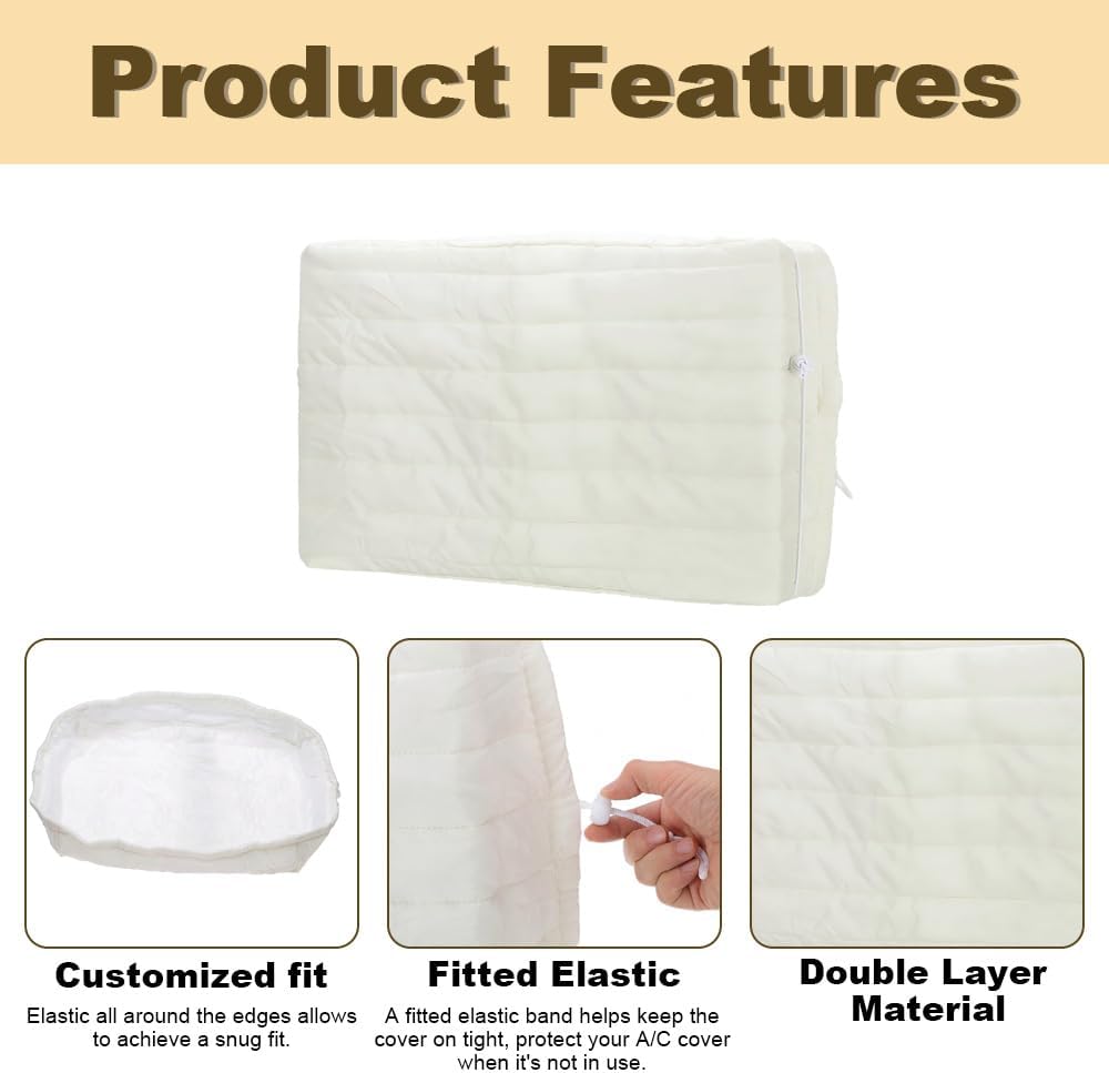  Housse De Fenêtre Pour Climatiseur Intérieur, Housse De Climatiseur Pour Unités Murales, De Climatiseur Couverture Pour Fenêtre Couvercle Poussière Facile à Installer ( 64 X 47 X 8,5 Cm, Beige)