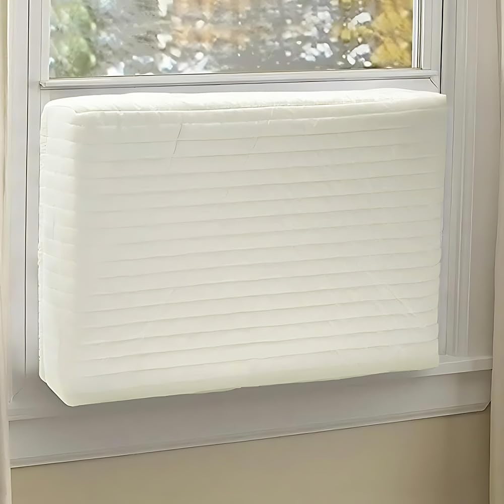  Housse De Fenêtre Pour Climatiseur Intérieur, Housse De Climatiseur Pour Unités Murales, De Climatiseur Couverture Pour Fenêtre Couvercle Poussière Facile à Installer (53,5 X 38,5 X 8,5cm,Beige)