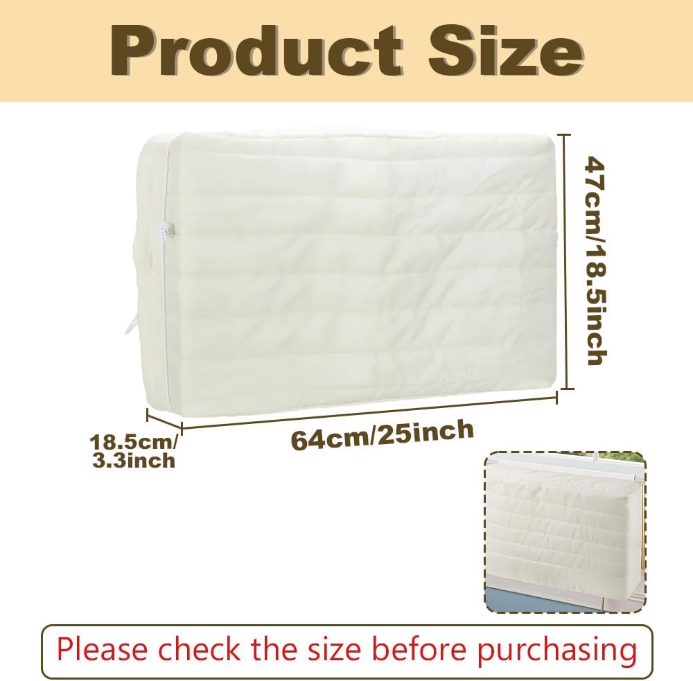  Housse De Fenêtre Pour Climatiseur Intérieur, Housse De Climatiseur Pour Unités Murales, De Climatiseur Couverture Pour Fenêtre Couvercle Poussière Facile à Installer ( 64 X 47 X 8,5 Cm, Beige)