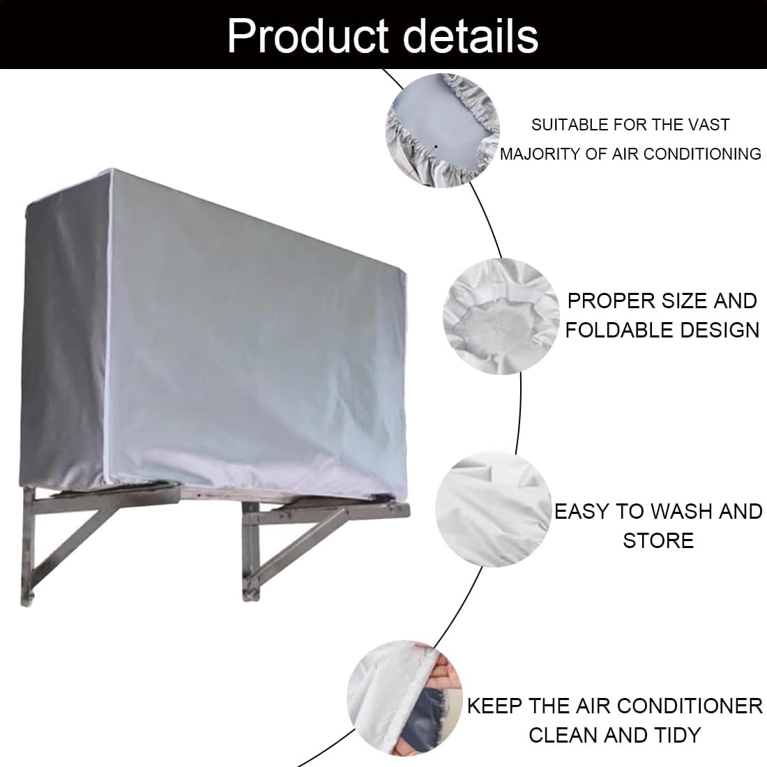  Housse De Climatisation D'extérieur Universelle Pour Climatisation, Housse De Climatiseur, Housse De Climatiseur Extérieur, Protection Extérieure, Double Tissu Et Protection UV, Gris, 96 X 38 X 70 Cm