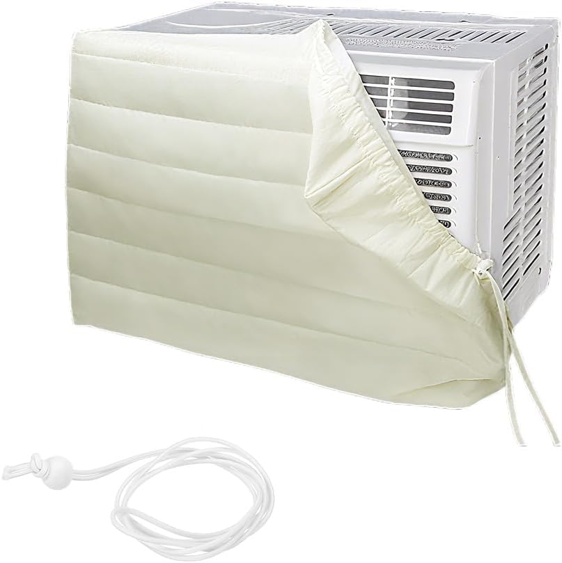  Housse De Fenêtre Pour Climatiseur Intérieur, Housse De Climatiseur Pour Unités Murales, De Climatiseur Couverture Pour Fenêtre Couvercle Poussière Facile à Installer ( 64 X 47 X 8,5 Cm, Beige)