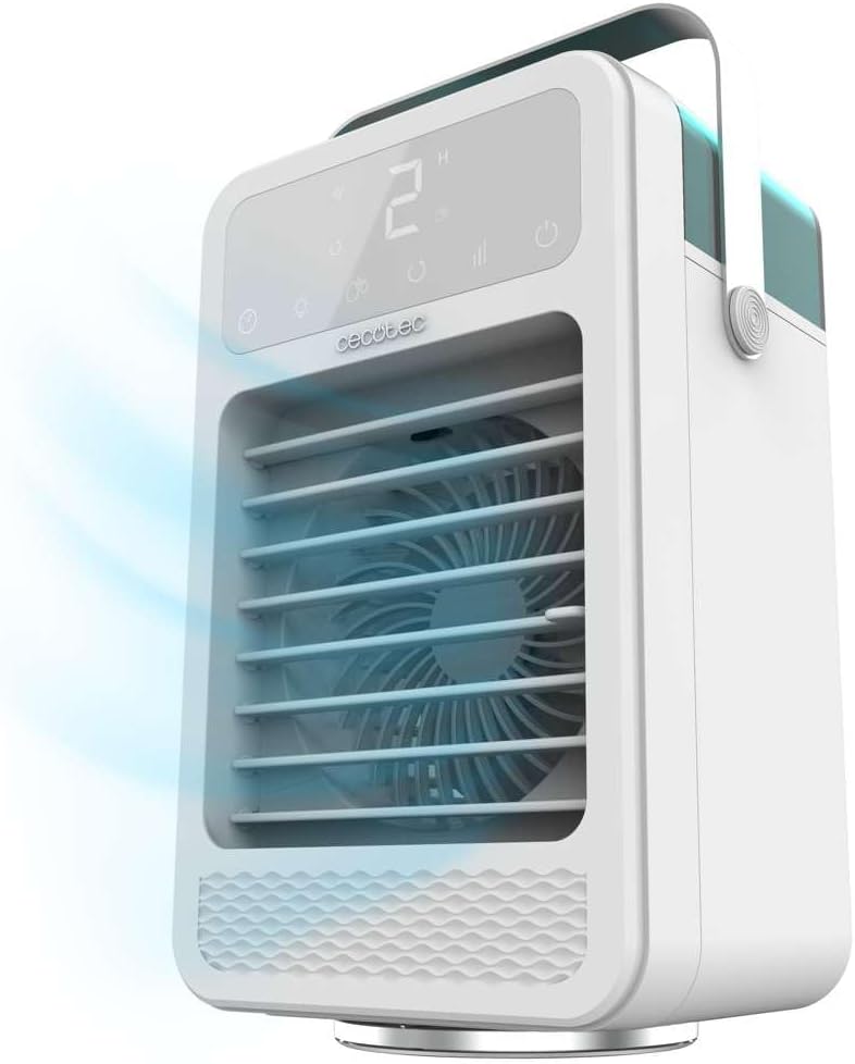  Cecotec Climatiseur Portatif EnergySilence 500 DeskChill Smart, Capacité De 500 Ml, Contrôle Tactile, 3 Vitesses, Minuterie Jusqu'à 8h Et AutoOff, Éclairage LED