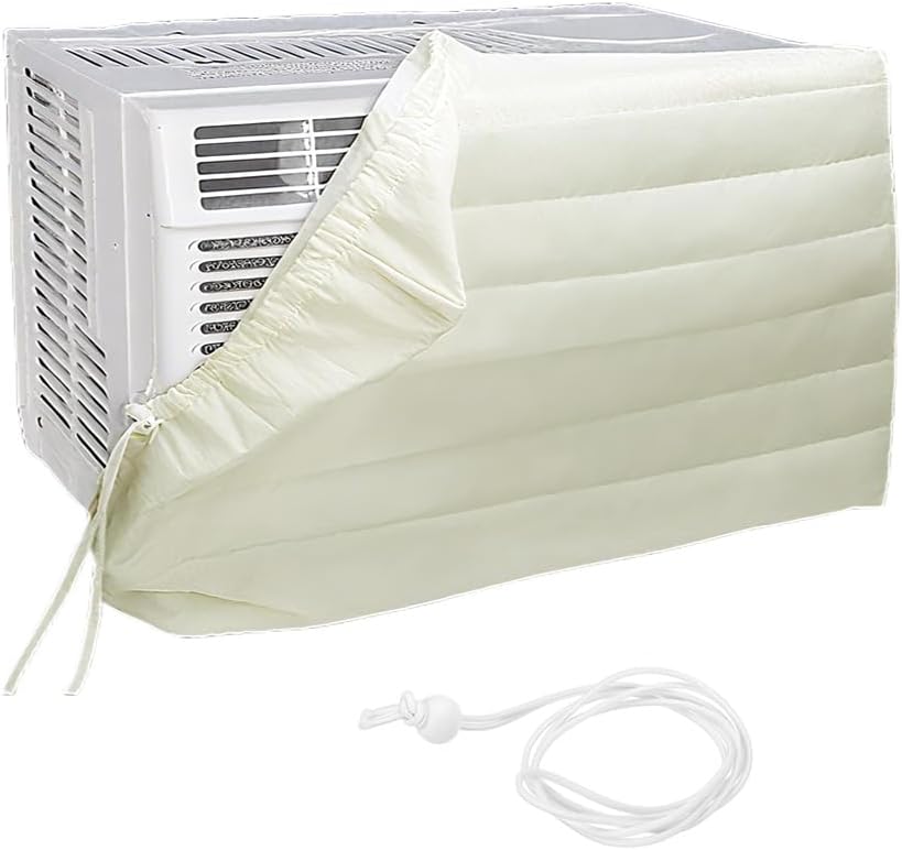  Housse De Fenêtre Pour Climatiseur Intérieur, Housse De Climatiseur Pour Unités Murales, De Climatiseur Couverture Pour Fenêtre Couvercle Poussière Facile à Installer ( 64 X 47 X 8,5 Cm, Beige)
