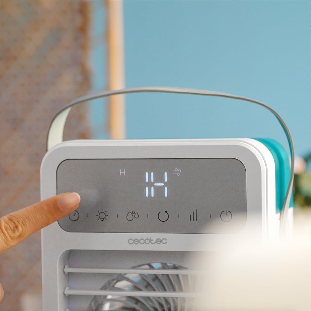  Cecotec Climatiseur Portatif EnergySilence 600 DeskChill Rotate, Capacité De 500 Ml, Contrôle Tactile, 4 Vitesses, Oscillation à 70°, Minuterie Et AutoOff, Éclairage LED