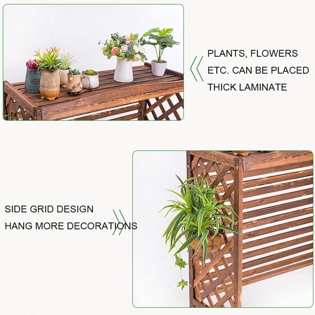GENERIC Housse De Protection Imperméable En Bois Massif Pour Climatiseur - Clôture Extérieure - Support De Fleurs En Bois Et Grille De Persienne (L 110 X 50 X 85 Cm)