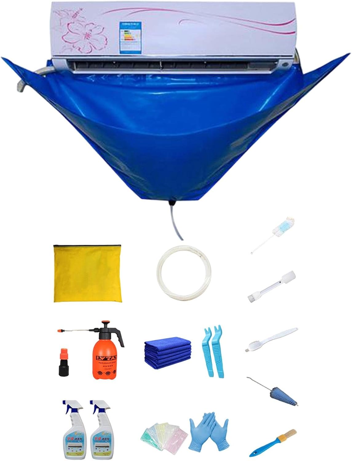  Kit De Nettoyant Climatisation Maison, 16 Nettoyeur Climatisation, Kit Nettoyage Climatisation Split, Kit Nettoyage Clim Pour Climatiseur Mural, Sac De Service De Nettoyage De Climatisation Étanche