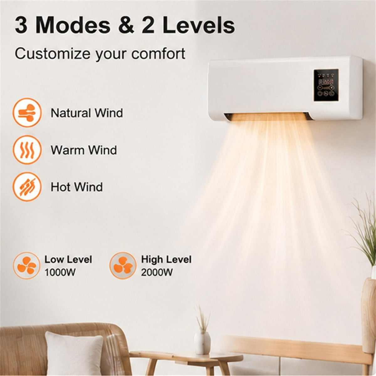  Ventilateur De Refroidissement Mural 2-en-1 Climatiseur Portable, Plug & Play D'économie D'énergie, Refroidisseur D'air Silencieux Pour La Chambre De Bureau à Domicile, Blanc 54x20cm