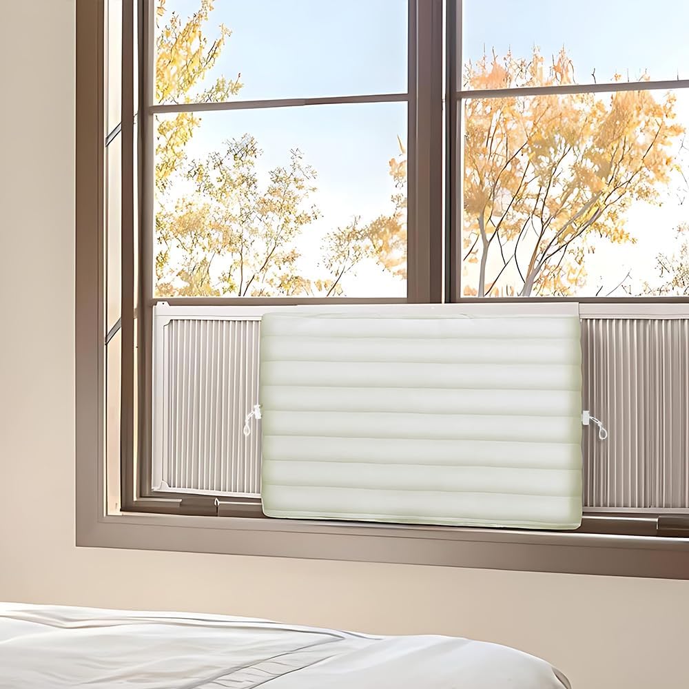  Housse De Fenêtre Pour Climatiseur Intérieur, Housse De Climatiseur Pour Unités Murales, De Climatiseur Couverture Pour Fenêtre Couvercle Poussière Facile à Installer ( 64 X 47 X 8,5 Cm, Beige)
