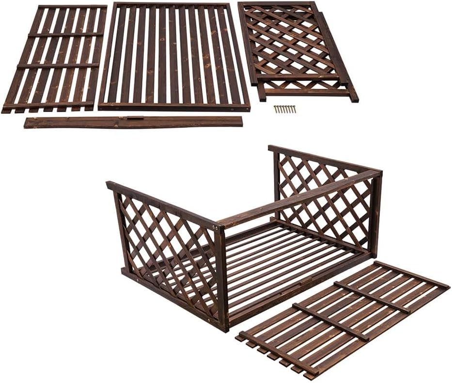  Housse De Climatiseur En Bois Avec Support Décoratif Pour Fleurs – Protection élégante Pour Unité Extérieure Et Grille De Protection Pour Climatiseurs Et Pompes à Chaleur