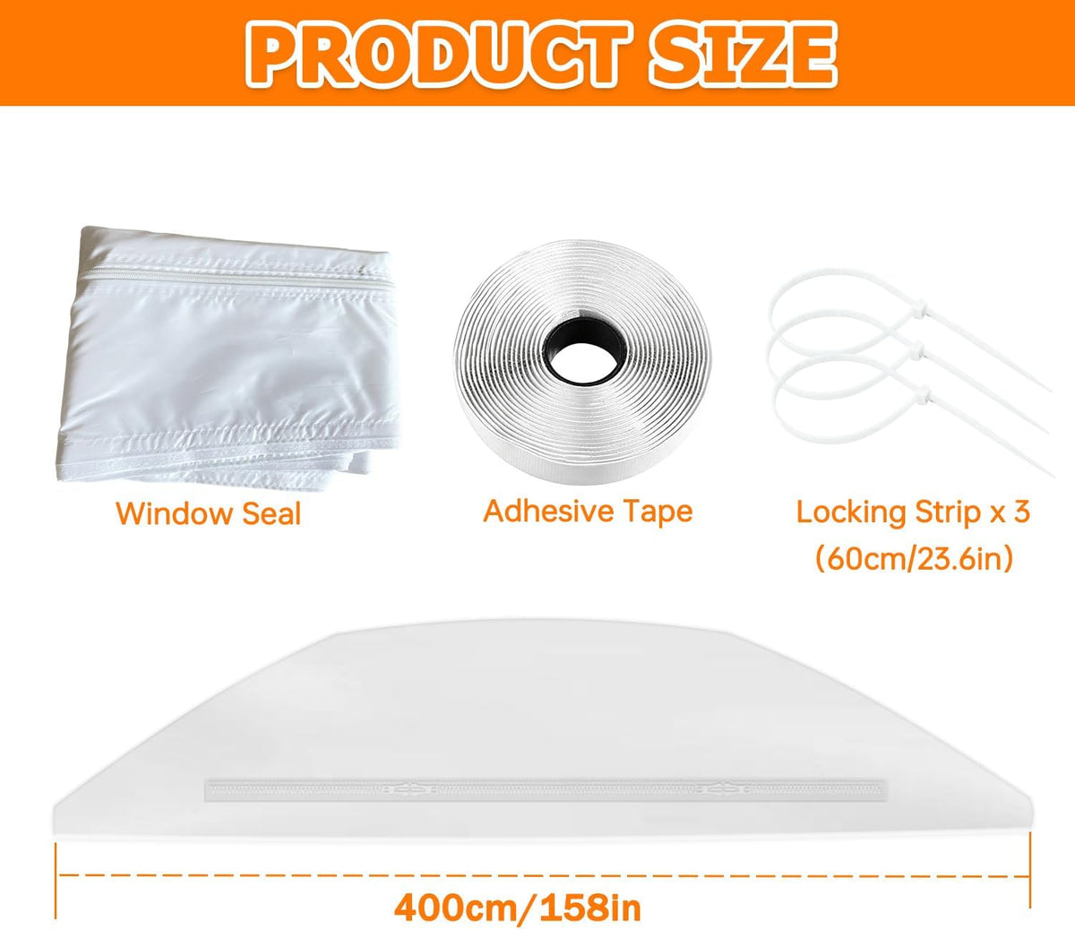  400CM Kit Calfeutrage Climatiseur, Joint De Fenêtre Climatisation Mobile, Tissu Hot Air Stop Fonctionne Avec Toutes Les Unités De Climatisation Mobiles