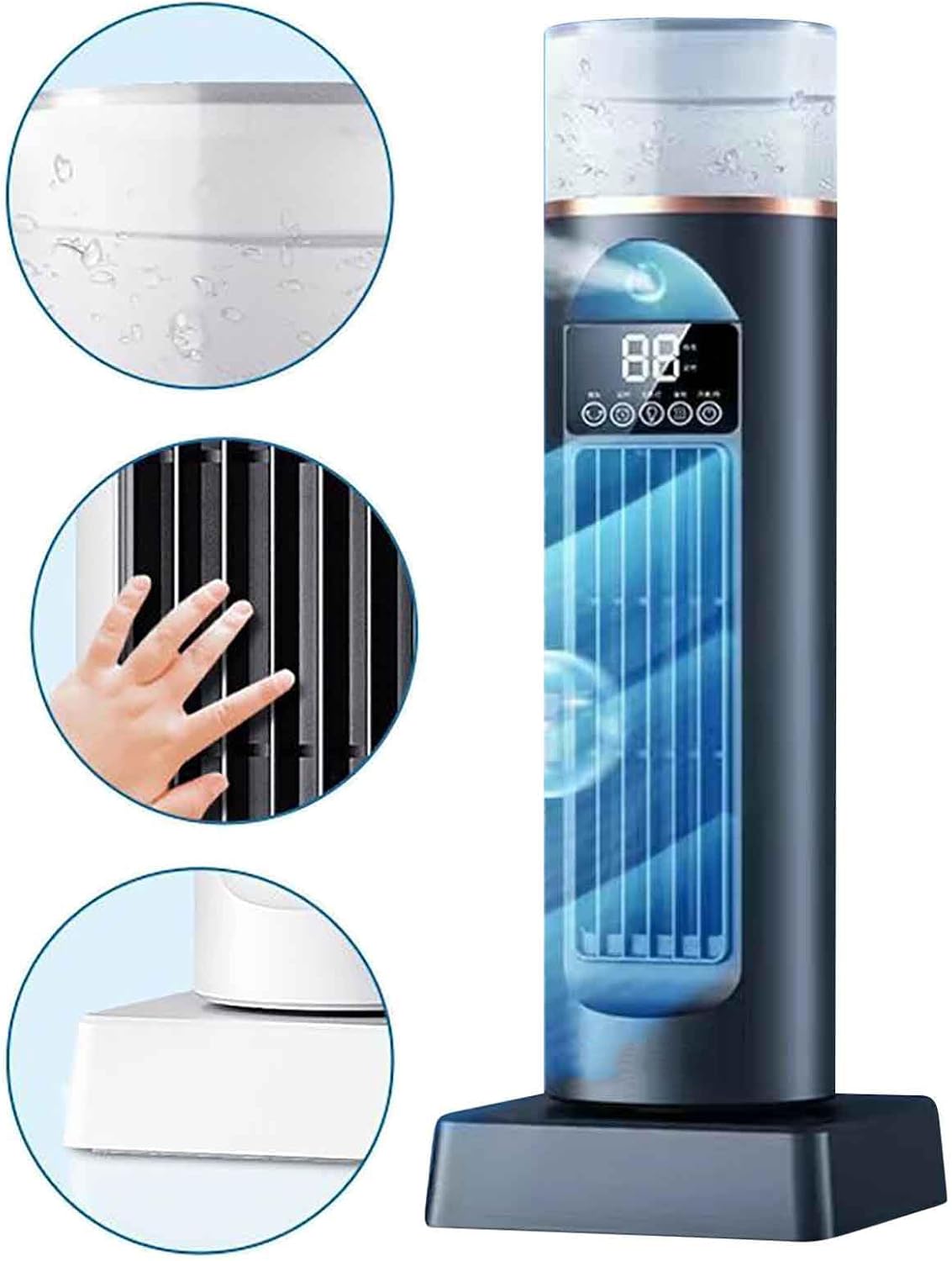 GENERIC Ventilateur De Climatisation – Ventilateurs De Refroidissement Qui Soufflent De L'air Froid | Humidificateur à évaporation Silencieux, 6 Vitesses Oscillantes Sans Pales Avec Télécommande Et Réservoir