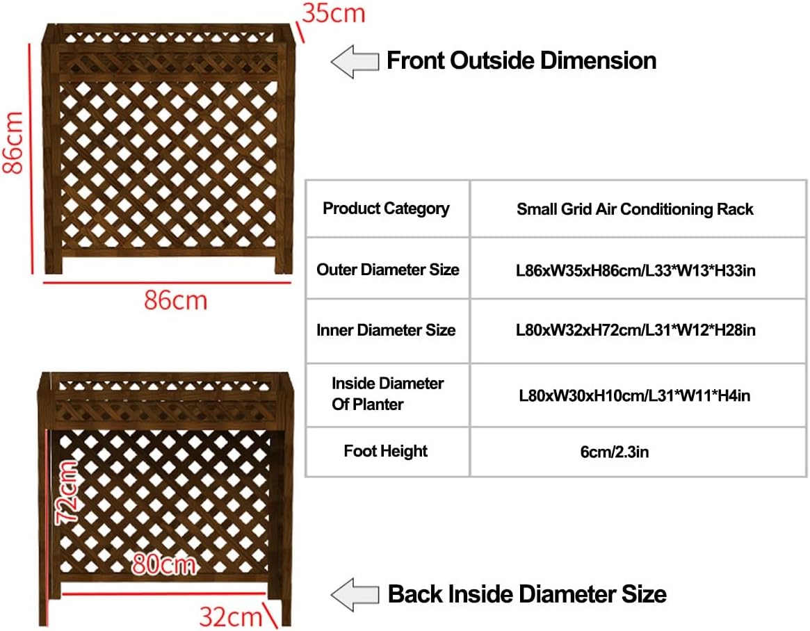  Grille De Protection Pour Climatiseur, Unité De Condensation, étagère De Rangement Pour Plantes, Support De Fleurs En Bois Pour Cacher L'unité De Climatisation Extérieure