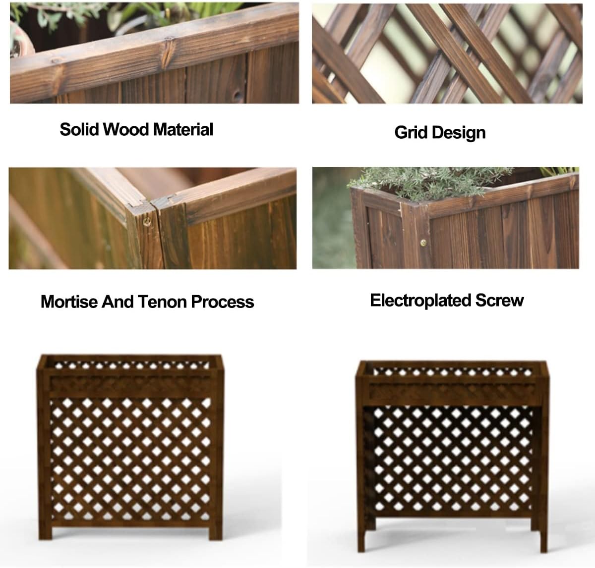  Grille De Protection Pour Climatiseur, Unité De Condensation, étagère De Rangement Pour Plantes, Support De Fleurs En Bois Pour Cacher L'unité De Climatisation Extérieure