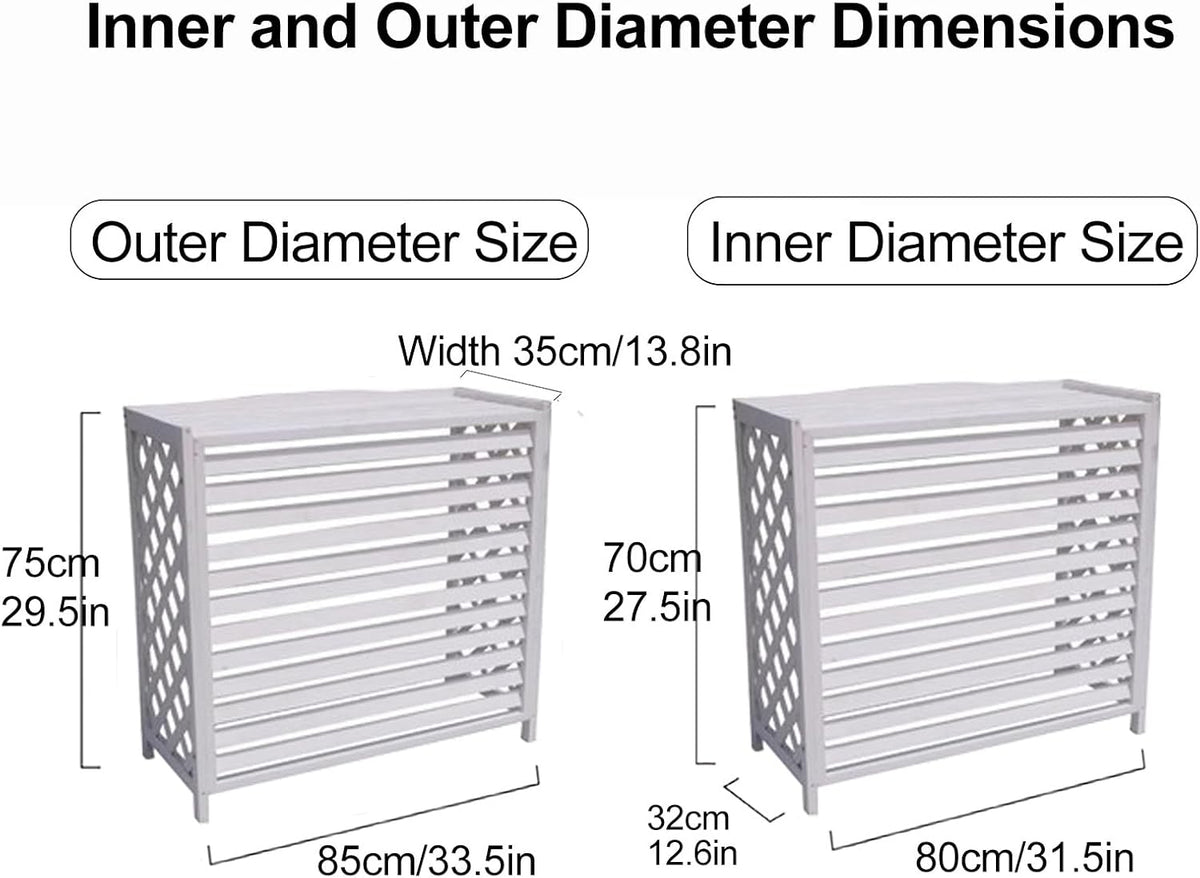 GENERIC Housses De Climatiseur Décoratives En Bois Avec Couvercle Supérieur, Support De Plantes Blanches Pour Une Décoration Extérieure Améliorée