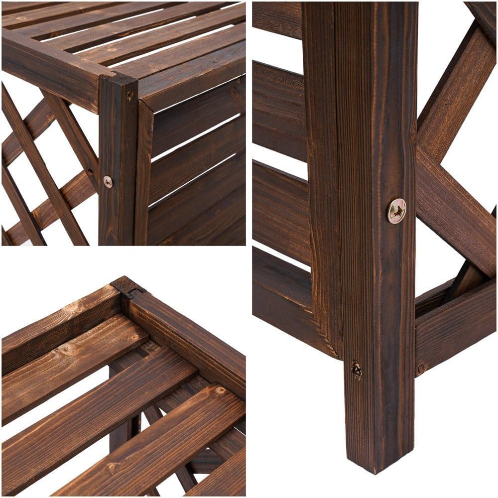  Housse De Climatiseur En Bois Avec Support Décoratif Pour Fleurs – Protection élégante Pour Unité Extérieure Et Grille De Protection Pour Climatiseurs Et Pompes à Chaleur