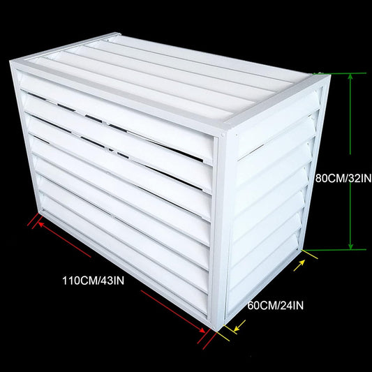GENERIC Housse De Protection En Aluminium Pour Climatiseur Extérieur, Clôture élégante Pour Climatiseur, Design Résistant Aux Intempéries, Utilisation Intérieur/extérieur (persiennes Blanches)