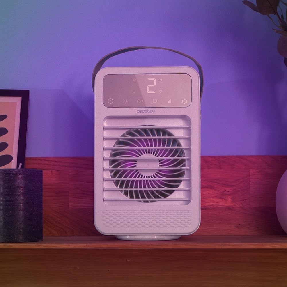  Cecotec Climatiseur Portatif EnergySilence 600 DeskChill Rotate, Capacité De 500 Ml, Contrôle Tactile, 4 Vitesses, Oscillation à 70°, Minuterie Et AutoOff, Éclairage LED