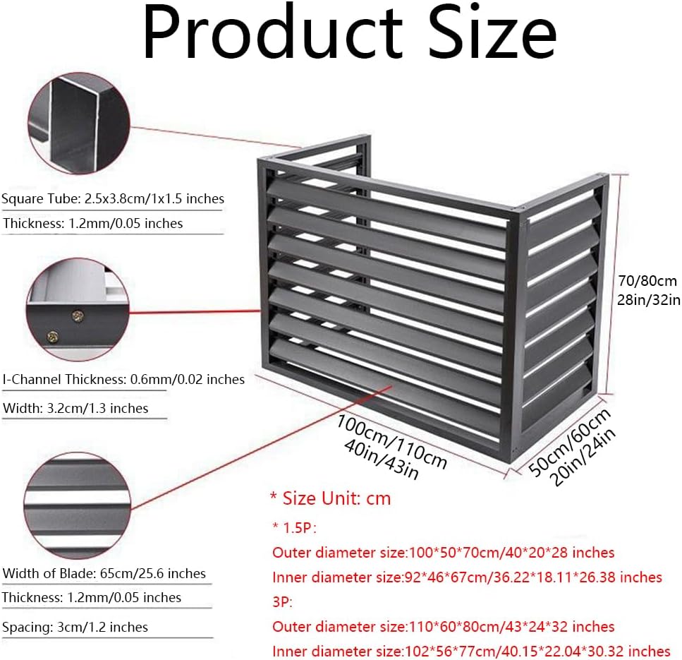 GENERIC Couvercle En Aluminium Pour Mini Pompe à Chaleur Et Fente, écran De Clôture Extérieur à 3 Panneaux, Réduction Du Bruit, 110 X 80 X 60 Cm, Ion Marron Pour Climatiseurs