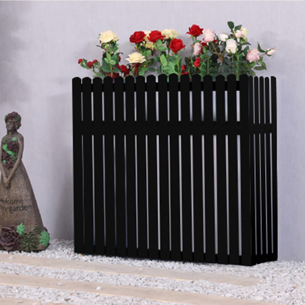 GENERIC Clôture En Bois Massif Pour Climatiseur - Housse Anti-corrosion Pour Unités Extérieures - 100 X 30 X 80 Cm - Support élégant Pour Plantes - Pour Cacher L'unité De Climatisation Et Résistant Aux