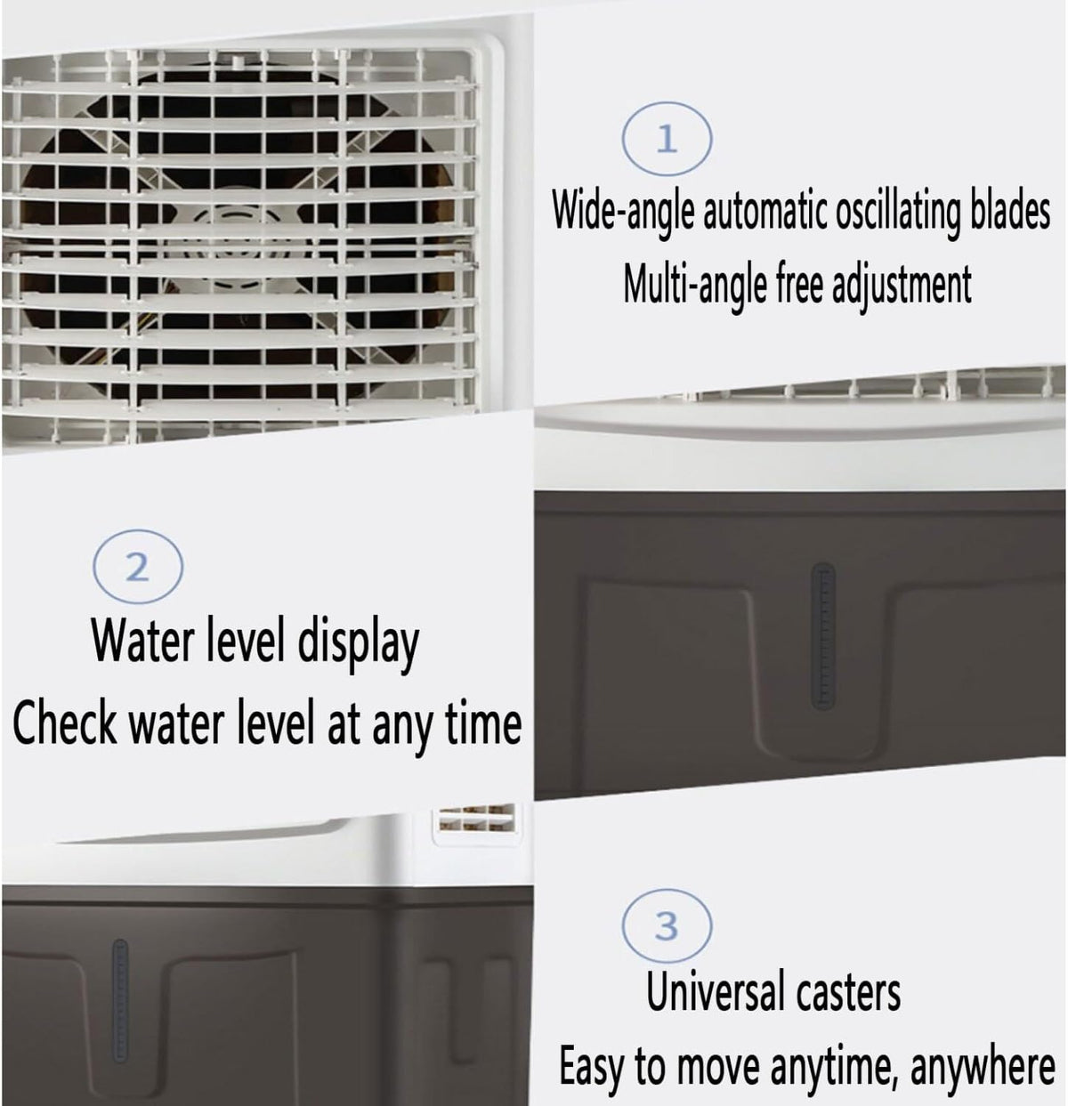 GENERIC Refroidisseur D'air Par évaporation Avec Ventilateur, Réservoir D'eau De 30 L, 3 Vitesses, Oscillation à 120°, 2 Blocs De Glace, Climatiseur Portable Pour Garage, Terrasse, Jardin Ou Usine.