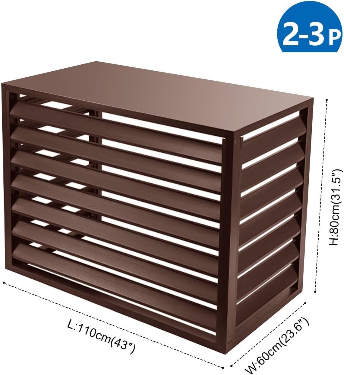 GENERIC Housse De Protection En Aluminium Marron Pour Climatiseur Installation Facile Taille Extérieure 110 X 60 X 80 Cm Bouclier AC Résistant Aux Intempéries Pour Un Usage Domestique