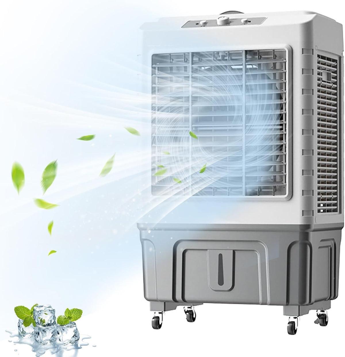 GENERIC Refroidisseur Par évaporation Portable, Ventilateur Oscillant 120°, 3 Vitesses, Grand Réservoir D'eau, Blocs De Glace Inclus Pour La Maison, La Terrasse, Le Garage, Le Refroidissement Extérieur