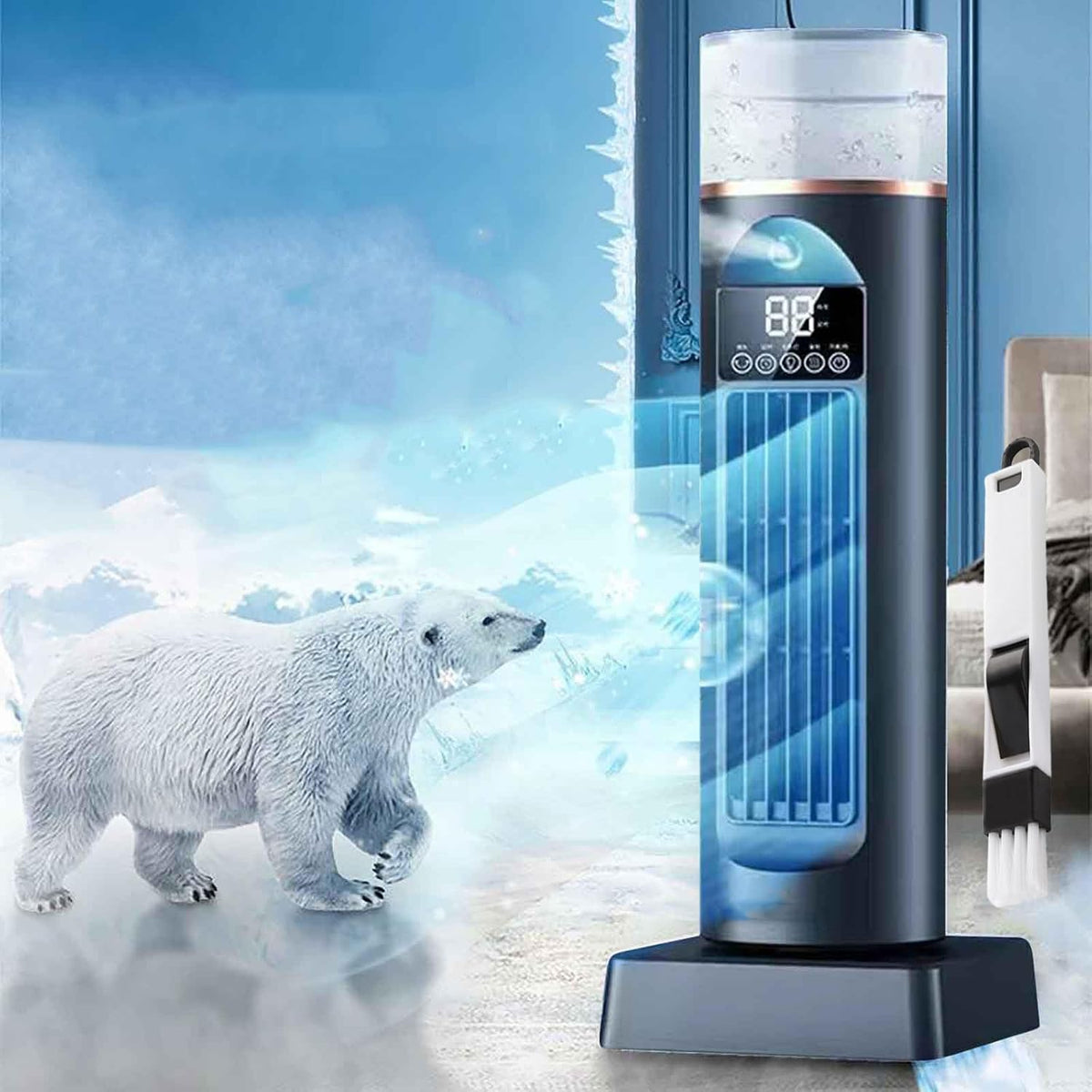 GENERIC Ventilateur De Climatisation – Ventilateurs De Refroidissement Qui Soufflent De L'air Froid | Humidificateur à évaporation Silencieux, 6 Vitesses Oscillantes Sans Pales Avec Télécommande Et Réservoir