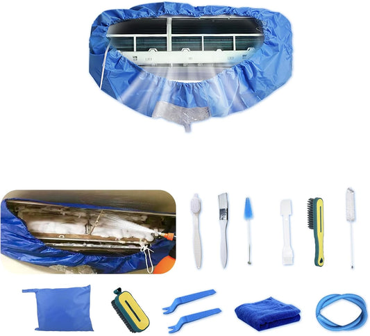  Kit De Nettoyage En Profondeur Pour Le Nettoyage De Climatiseur, Sac De Nettoyage De Climatiseur Avec Tuyau D'eau (13 Pièces, Grand, Bleu Ciel)