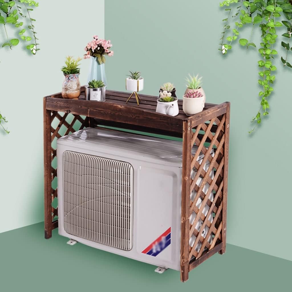 GENERIC Housse De Protection Imperméable En Bois Massif Pour Climatiseur - Clôture Extérieure - Support De Fleurs En Bois Et Grille De Persienne (L 110 X 50 X 85 Cm)