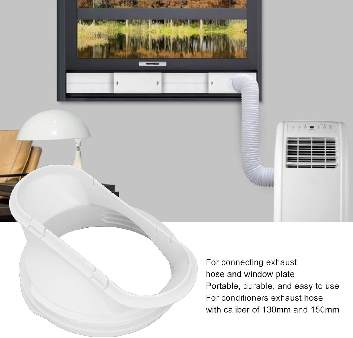  Interface De Tuyau De Conduit D'échappement De Climatiseur Adaptateur, 150mm/5.9in 130mm/5in Connecteur De Buse Plate Interface De Connecteur De Tuyau De Fenêtre D'échappement Coupleur De Climatiseur