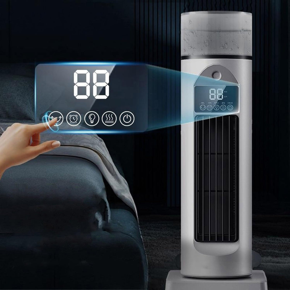 GENERIC Ventilateur De Climatisation – Ventilateurs De Refroidissement Qui Soufflent De L'air Froid | Humidificateur à évaporation Silencieux, 6 Vitesses Oscillantes Sans Pales Avec Télécommande Et Réservoir