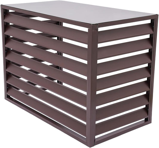 GENERIC Housse De Pompe à Chaleur Extérieure – Clôture De Protection En Aluminium Pour Climatiseur Pour Condensateur Résistant Aux Intempéries, Design à Dessus Plat, Marron, 100 X 50 X 70 Cm (L X L X H)