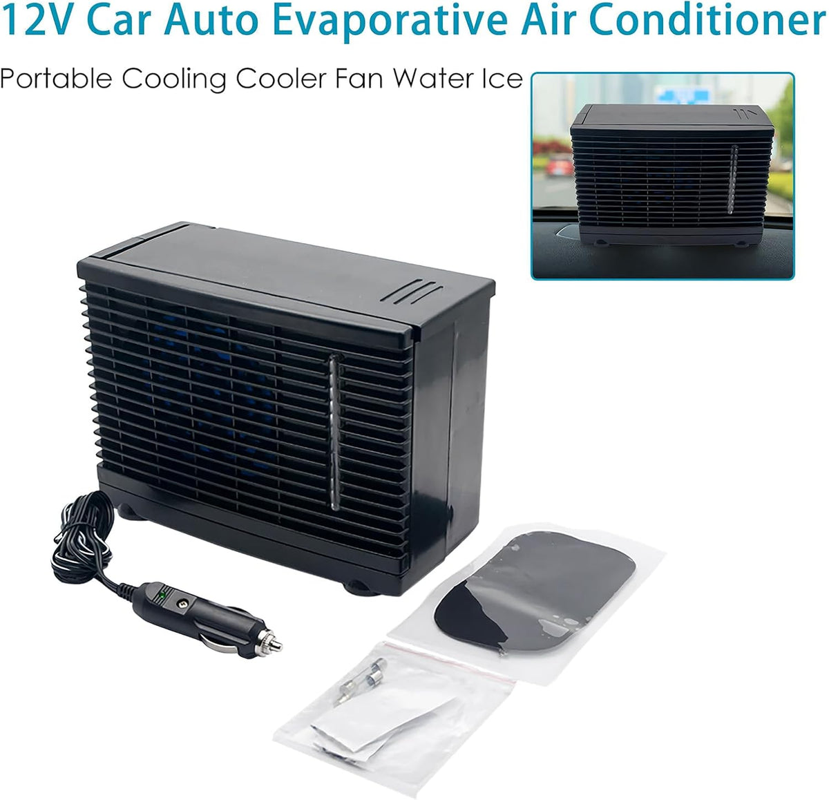 Genérico Climatiseurs Portables Pour Voiture | Refroidisseur D'air Portable Pour Voiture - Appareil De Refroidissement Par évaporation D'eau 12 V Pour Camion RV Road Trip Garage Au Sous-sol Du Sous-sol