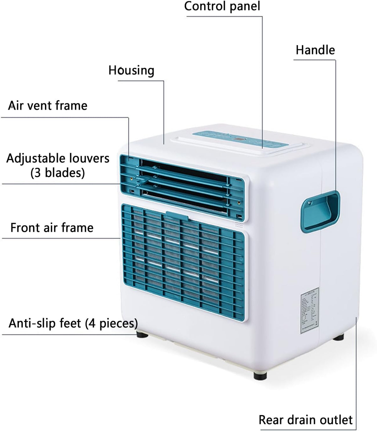 GENERIC Portable AC Unit 4-en-1 Ventilateur De Déshumidificateur De Refroidissement Avec Télécommande, Minuterie 24H, Fonctionnement Silencieux Pour Le Bureau De Chambre à Coucher, Conception Compacte Efficac