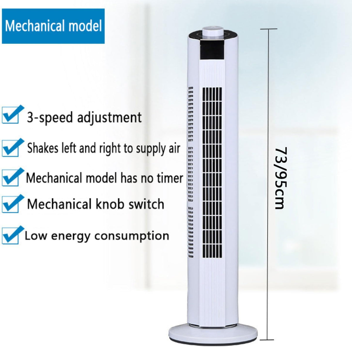 GENERIC Ventilateur De Tour Ultra Silencieux, Circulateur D'air Portable Avec Télécommande, 3 Vitesses, 60 Oscillation, 12H Minuterie.Conception D'économie D'espace Pour La Chambre à Coucher, Bureau, Usage Do