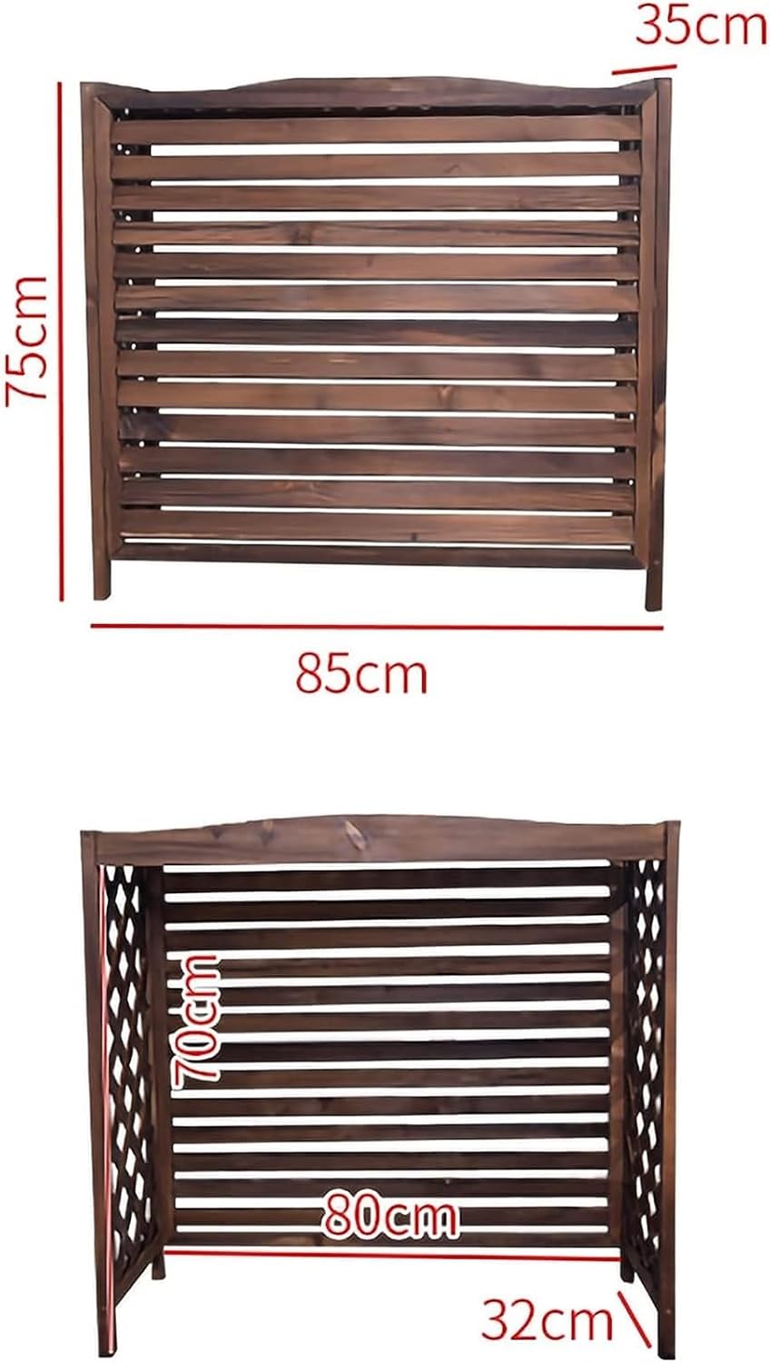 GENERIC Housse De Protection En Bois Massif Pour Climatiseur D'extérieur Avec Stores Et Grille Multifonctionnelle Pour Balcon Et Support De Fleurs, Facile à Assembler, Durable Et élégante Pour Une Utilisation