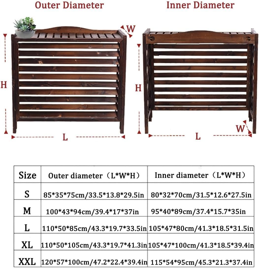 GENERIC Housse De Climatiseur En Bois Massif Blanc Avec Support De Fleurs - 105 X 47 X 100 Cm - Parfait Pour La Décoration D'intérieur Et L'efficacité énergétique