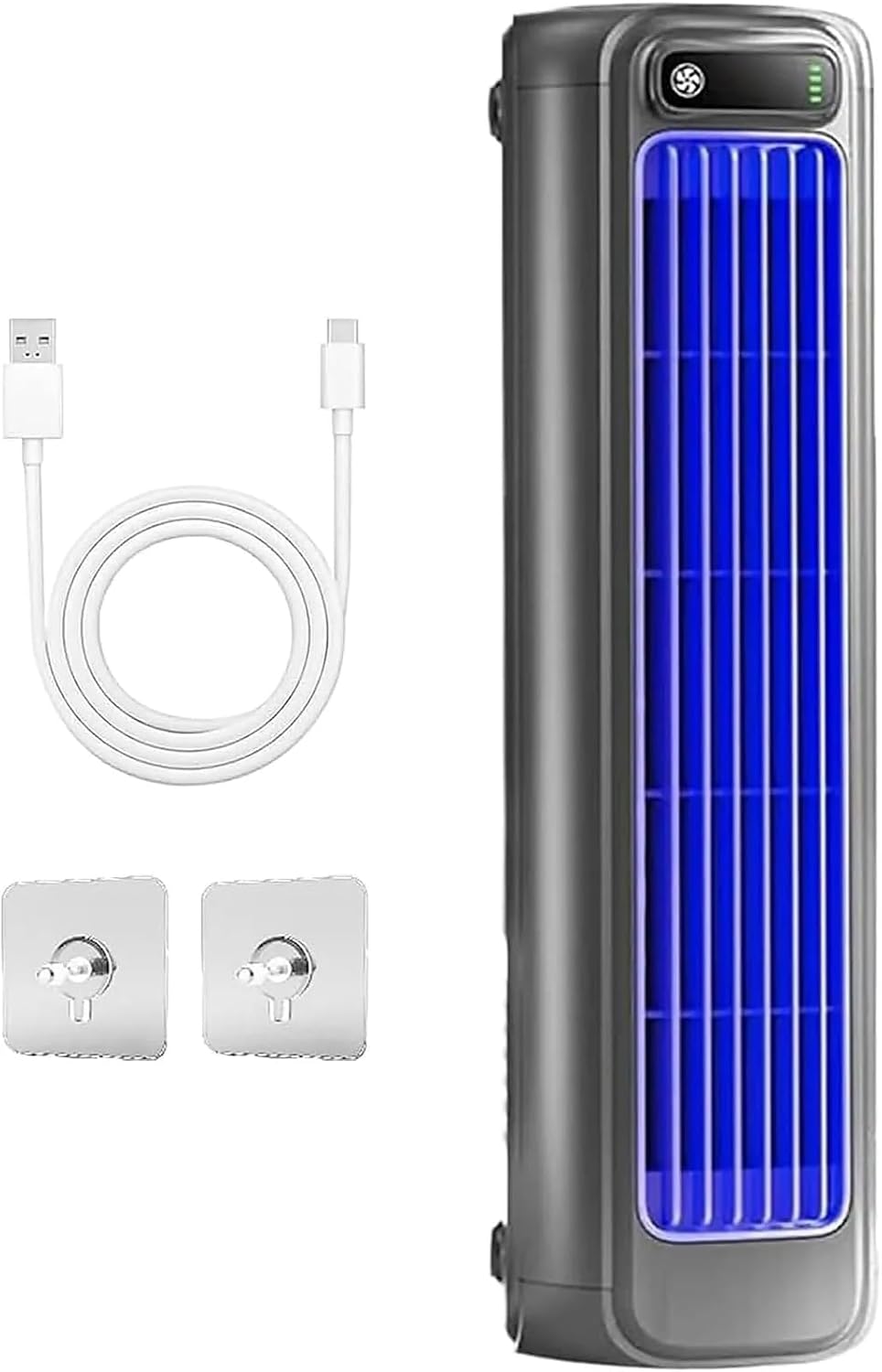  Climatiseur Portable Rechargeable USB, Ventilateur De Bureau à 3 Vitesses Avec Fonctionnement Silencieux, Unité De Refroidissement Murale Pour La Chambre à Coucher, Bureau Et Usage Domestique, Gris De