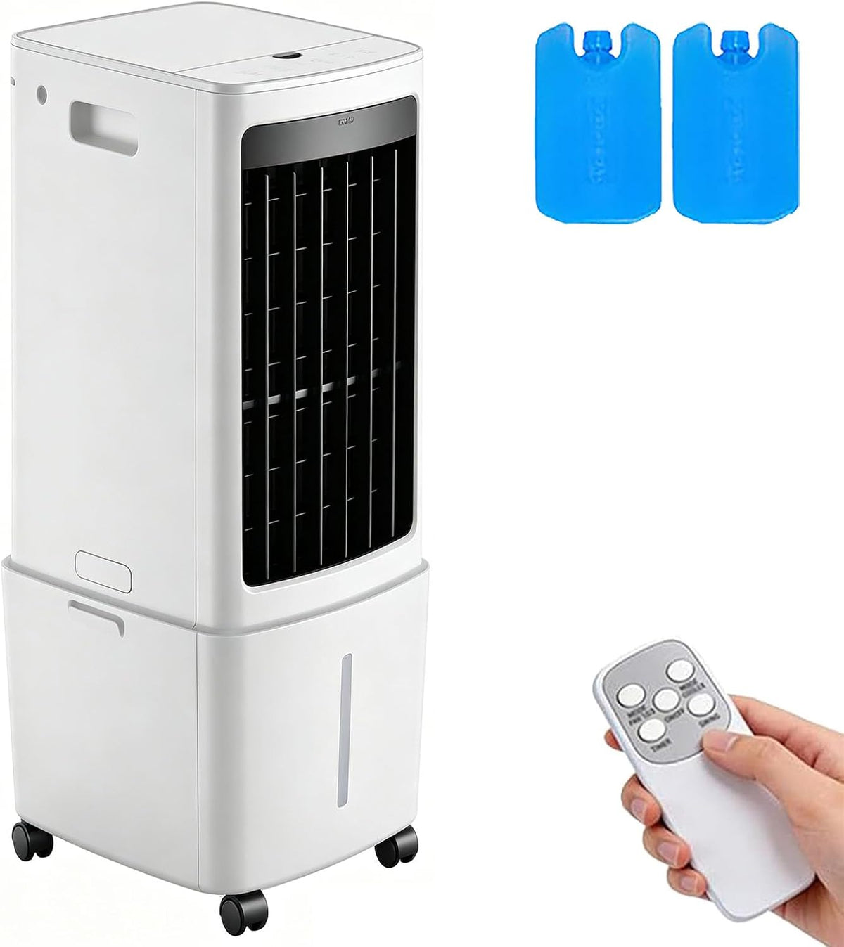 GENERIC Refroidisseur D'air Portable à évaporation De 2100 CFM, Avec Télécommande, Réservoir D'eau De 37 Litres, 3 Vitesses, 2 Blocs De Glace, Minuterie De 7,5 H, Oscillation Pour Intérieur Et Extérieur