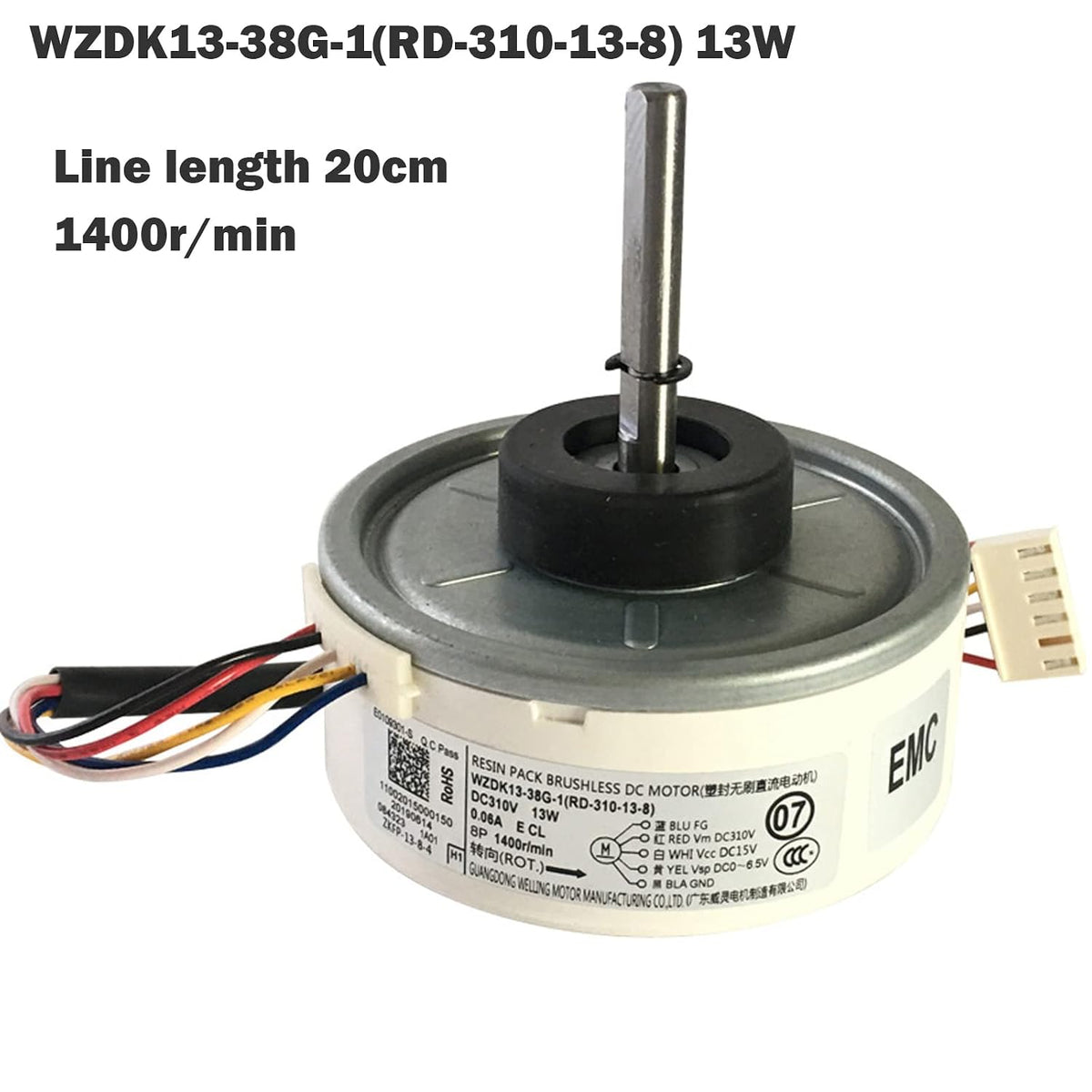 GENERIC Moteur Intérieur Pour Climatiseur WZDK13-38G-1(RD-310-13-8) 13 W Moteur De Ventilateur CC Brushless De 13 W Pour Usage Domestique