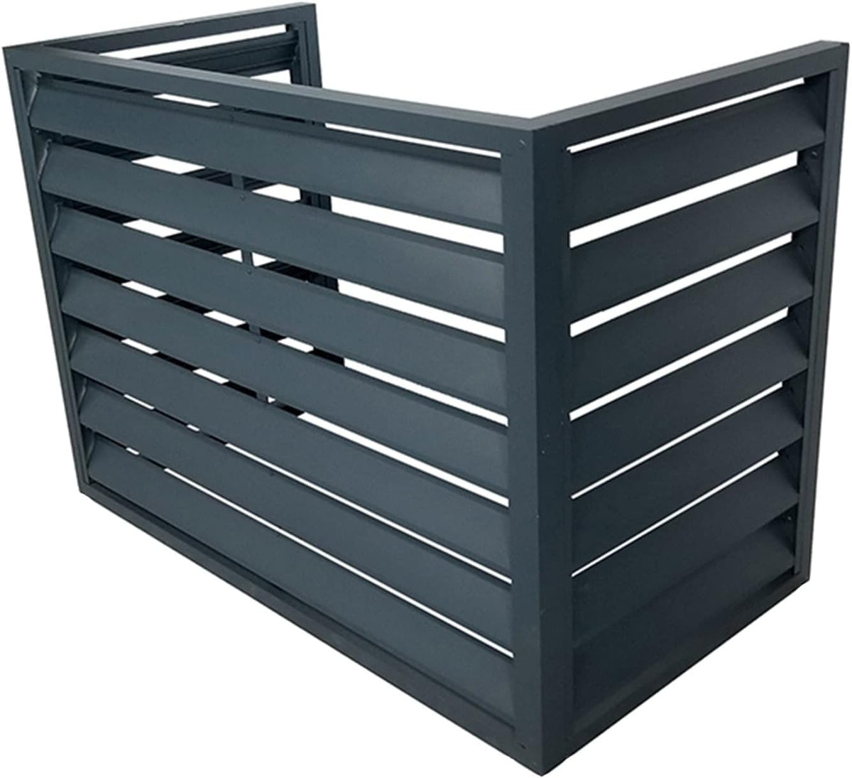 GENERIC Écran De Clôture Pour Climatiseur Extérieur – Volets En Alliage D'aluminium Anti-corrosion Et Support De Plantes Pour Unité Extérieure Noir Taille 2-3P (L1)
