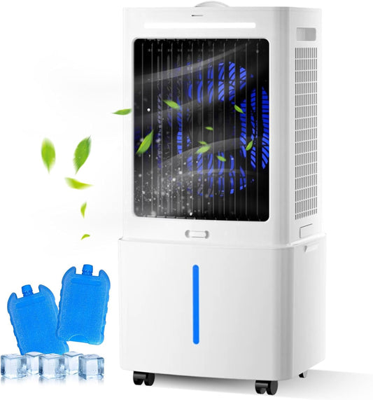 GENERIC Grand Réservoir 25L Pour Refroidisseur D'Air, Ventilateur Humidificateur Sans Évacuation Avec Oscillation 90°, 3 Vitesses, Minuterie 12H Et Débit 800 M³/h Pour Maison Et Bureau